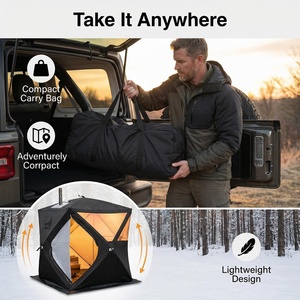Tente de sauna de camping d'hiver imperméable, robuste, portable, moderne, pour l'extérieur, pour 2 à 5 personnes, tente de sauna cubique - Product Image 6
