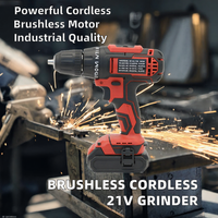 Perceuse électrique professionnelle industrielle 21V avec moteur sans balais, batterie au lithium, kit de perceuse avec boîte à outils pour le bricolage à domicile