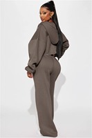 Ensemble de survêtement personnalisé pour femme, comprenant un sweat à capuche court zippé à ourlet effiloché effet délavé vintage et un pantalon de survêtement large, 2 pièces
