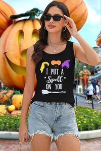 Canotta Casual traspirante per le donne di Halloween ho messo un incantesimo su di voi sorelle Sanderson grafica senza maniche divertente caduta Tee - Product Image 4