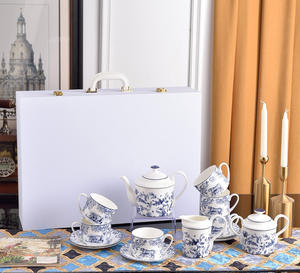 Service à café en porcelaine fine de la série Blue Tiger européenne, 15 pièces pour 6 personnes - Product Image 2