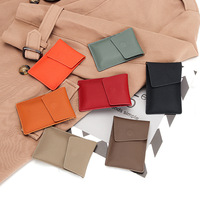 Porte-cartes de luxe en cuir véritable pour femme, fin et élégant, avec système de tirage rapide pour cartes d'identité et de crédit, mini étui de voyage