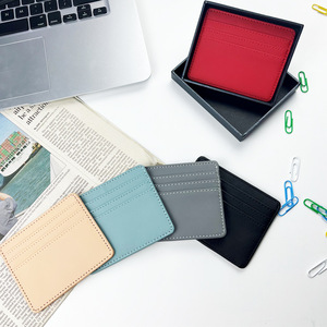 Logo de marque personnalisé <span class=keywords><strong>porte</strong></span>-cartes en cuir pour femmes OEM mince matériau PU 6 fentes pour cartes portefeuille de poche pour cadeau de promotion - Product Image 6