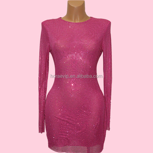 V153 vestito di strass <span class=keywords><strong>per</strong></span> tutto il corpo scintillante <span class=keywords><strong>Costume</strong></span> <span class=keywords><strong>per</strong></span> abito da festa personalizzato a manica lunga abito con pietre di cristallo - Product Image 5