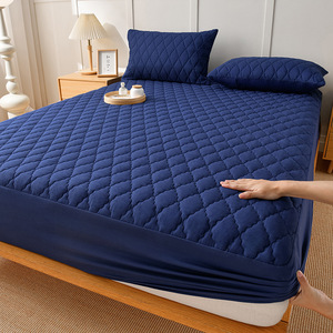 Factory Wholesale <strong>Single</strong> Piece Thickened Quilted Urine Barrier Bed Cover Sheet Simple Solid Color Waterproof Mattress <strong>Protector</strong> - Product Image 1