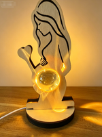 Lampe de nuit en verre et bois personnalisée, gravure laser, boule de cristal 3D de 40 mm, vente chaude