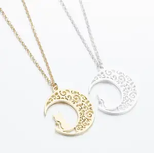 SISSLIA vente en gros nouvelle mode Nan Trnish or argent plaqué acier inoxydable demi-lune pendentif collier pour les femmes