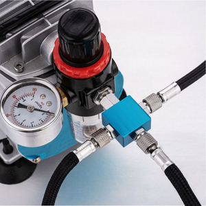 Great Craftsman 3-Way Airbrush <b>Adapter</b> Blue Aluminum Connector For Air <b>Pump</b> And Airbrush - Product Image 2