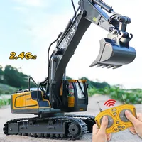 Coche RC 1/20 2.4G de 10 Canales, Excavadora Eléctrica a Control Remoto, Vehículo de Ingeniería de Construcción, Rotación de 680 Grados, Plástico, 30m