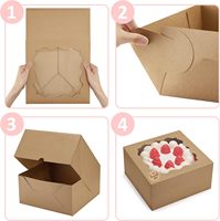 Boîtes à gâteaux auto-ouvrantes avec fenêtre, boîtes de boulangerie marron, faciles à assembler, boîte cadeau pour tartes, biscuits, pâtisseries, chocolats, fêtes, mariages