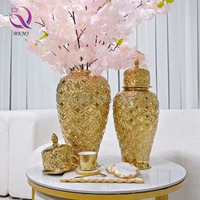 Pot de gingembre général doré électrolytique en céramique Vasse en céramique décoration intérieure de la maison de bureau artisanat de luxe léger pour vivre