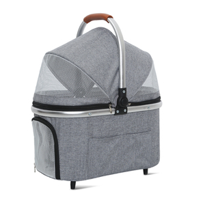 Poussette de transport pour animaux de compagnie (chats et chiens) 3-en-1, légère, de luxe, pliable d'une seule main, portable, pour l'extérieur et les voyages, design tendance et détachable - Product Image 6