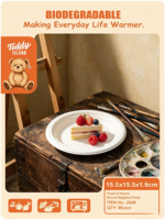 Assiettes rondes jetables en canne à sucre, blanches, de 6 pouces, biodégradables, compostables, en bagasse, pour collations, pique-nique, barbecue, 8 pièces