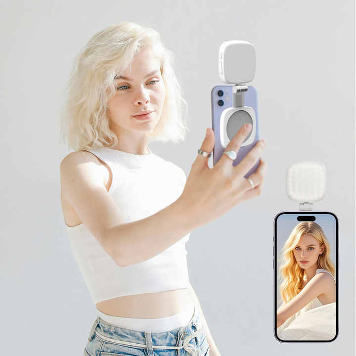 The Magnetic Rotating Mobile Phone Fill Light With Mirror Is Suitable