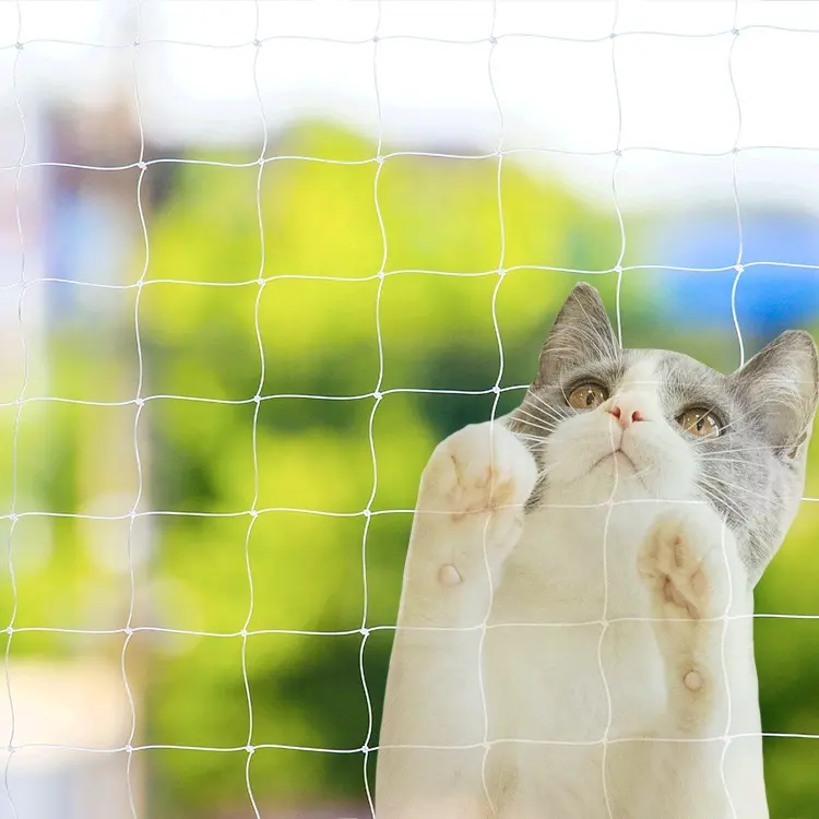 Rede de proteção para janelas e varanda com corda de nylon, rede de proteção para gatos, rede de nylon transparente para animais de estimação