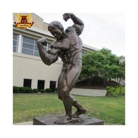 Décoration de jardin grande taille en Bronze Antique, Statue de musculation, Statues en Bronze chair, Sculpture d'homme de Fitness à vendre