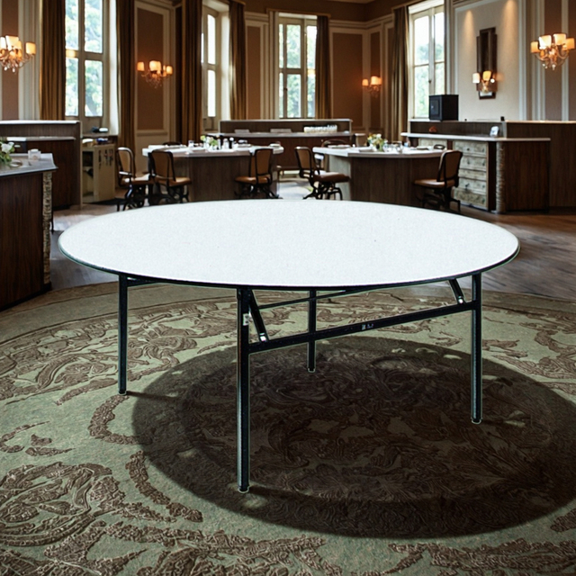 6Ft Round Plastic Folding Table for Wedding Banquet Event Dining Portable Commercial Indoor Outdoor Use