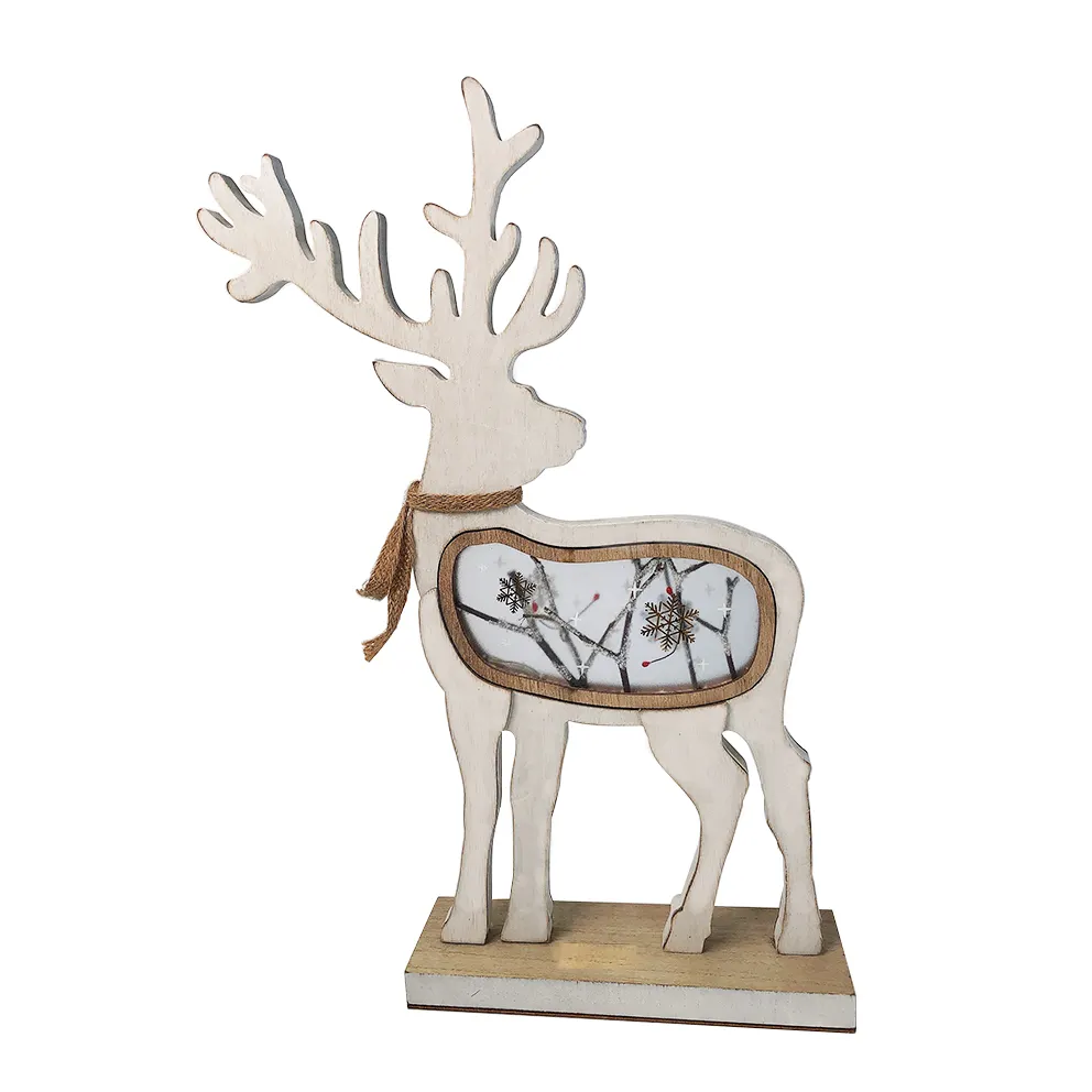 10 pcs set of Wooden Christmas Reindeer Snowflake Plywood Hanging Hole Blank RND 