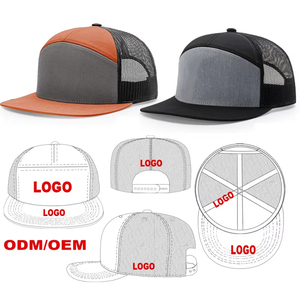 OEM Custom Snapback <b>Hat</b> With Embroidery Logo Breathable Mesh Hip Hop <b>Flat</b> Brim Custom 7 Panel <b>Hat</b> Trucker <b>Hat</b> High Quality - Product Image 3