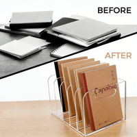 Organizador de Archivos Vertical de Acrílico Transparente con 5 Compartimentos, para Clasificar Documentos, Almacenar Libros, para Oficina y Escuela, de Fábrica, OEM