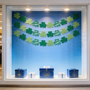 Ghirlanda per la festa di San Patrizio: trifoglio in feltro e striscione con scritta "Buon San Patrizio" per decorazioni festive - Product Image 5