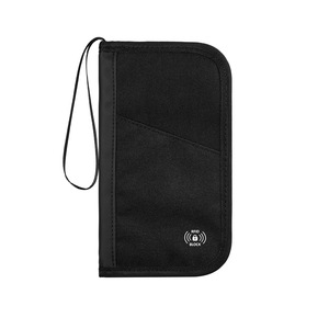 Bolsa de Poliéster Negra con Bloqueo RFID para Certificados, Portadocumentos Portátil con Cierre, Porta Pasaportes para Viajes - Product Image 1