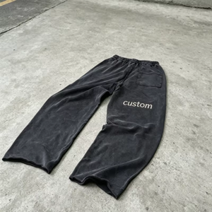 Pantalon de survêtement homme en coton French Terry, style streetwear, coupe large, avec empiècements, délavage acide personnalisé, OEM ODM, Fabricant - Product Image 5