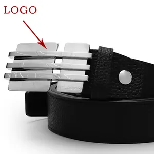 Blu flut high end customized mens leather belt stainless steel smooth buckle belt waist belts
