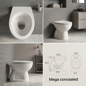 WC en céramique de qualité supérieure, modèle européen, avec abattant souple, allongé, style asiatique, à poser au sol, réservoir encastré, double chasse - Product Image 5