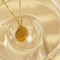 Kalung Liontin Oval Bunga Dandelion Baja Anti Karat Wanita Amerika Eropa dengan Rantai Bambu Resin Lapis Elektroplating