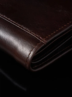 Dompet Lipat Pria Kulit Sapi Asli RFID dengan Kancing Tekan, Banyak Slot Kartu, Dompet Vintage untuk Uang Tunai dan Kartu