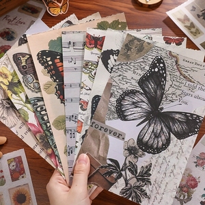 Vintage Schmetterling- und Blumen-<span class=keywords><strong>Ephemera</strong></span>-Kollektion A5-Format Wasserfeste Ausgestanzte Natur-Washi-Sticker-Buch für Bullet Journals - Product Image 3