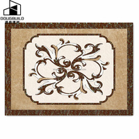 Vente chaude Style Arabe Rectangle Fleur Motif Jet D'eau Médaillons De Sol En Marbre Surface Polie pour Sol De Villa