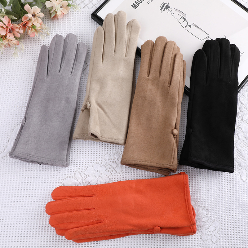 Корейские женские перчатки для езды на холоде для сенсорных экранов замшевые теплые ветрозащитные спортивные перчатки зимние кожаные перчатки