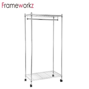 כרום חוט מדפי בגד מתגלגלת רכבת בגדים מתלה בגד - Product Image 2