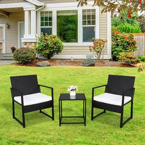 DB Modern <b>Bistro</b> Set 3-Piece <b>Outdoor</b> Wicker Patio Furniture Free Shipping Rattan <b>Chair</b> Conversation Sets - Product Image 1
