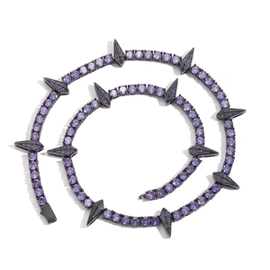 TKJ Cadena de Espiga Luminosa en la Oscuridad, Collar Tipo Tenis de 5mm con Zirconia Cúbica, Chapado en Oro 5A - Product Image 3