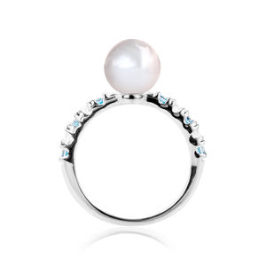 Fancy Design Ring mit <span class=keywords><strong>Swarovski</strong></span> Pearl Daisini Zirkonia 925 Sterling Silber Eleganter Damen Schmuck ring verziert - Product Image 4