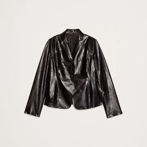 Chaqueta de Cuero Negra Estilo Años 90, Trajes y Blazers Elegantes y a la Moda para Mujer, Blazers Casuales con Logotipo Personalizado de Fábrica para Uso Diario - Product Image 1