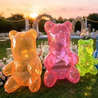 Ours en peluche géant transparent gonflable personnalisable, ours en bonbons lumineux, ballon pour fête d'anniversaire et décoration d'événements