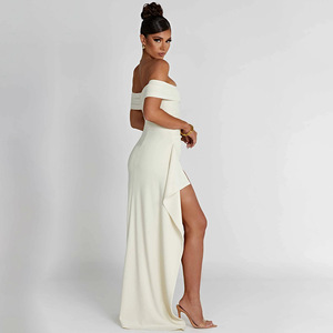 Robe longue dos nu à épaules dénudées, robe de soirée à fente haute, tenue de soirée pour femmes - Product Image 3