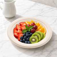 Assiette Ronde Blanche Contemporaine Personnalisable en Bagasse, Écologique, Biodégradable et Compostable pour Fêtes