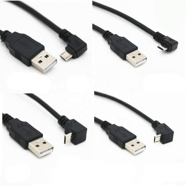 Up & Down & Left & Right Angled 90 Degree USB Micro USB Male to USB Male Data Charge Connector Cable 25cm 50cm for Tablet 5ft 1m