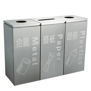 Guangzhou MAX hotel bin printing dustbin with stand indoor apartment dustbin stainless steel metal bin office dust bin for mall