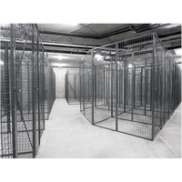 Cage de rangement sécurisée en treillis métallique noir et gris pour sous-sol, grand format, connectable, pour le stockage sécurisé d'articles