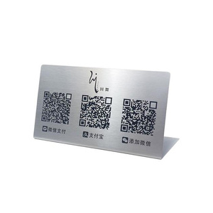 Plaque signalétique murale ou <span class=keywords><strong>de</strong></span> bureau en acier inoxydable plaqué argent, personnalisable avec logo, code QR, impression sérigraphique, pour collection d'art - Product Image 5