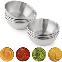 Bol à sauce en acier inoxydable poli de 3,2 pouces, 4 oz, motif végétal, empilable, mini bols à assaisonnement et assiettes à sauce