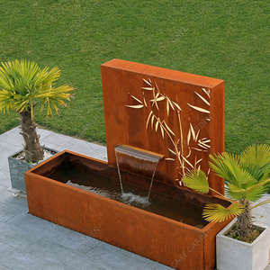 High Quality Custom Corten Steel Outdoor Fountain Safety Devices Simple Designed Water Rain <b>Curtain</b> Garden Baked Metal Fuel - Product Image 2