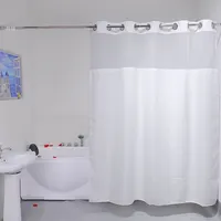 Cortina de ducha de diseño transparente de lujo, impermeable, tejido Dobby, sin gancho, con forro