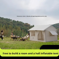 Tente gonflable double couche portable de luxe pour camping familial en plein air, 8,75 m², imperméable, avec colonnes d'air en toile, pour toutes les saisons, installation rapide